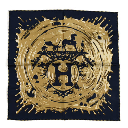 Hermes Silk Peinture Fraiche Scarf 45 Bleu Black Bronze 1 of 3
