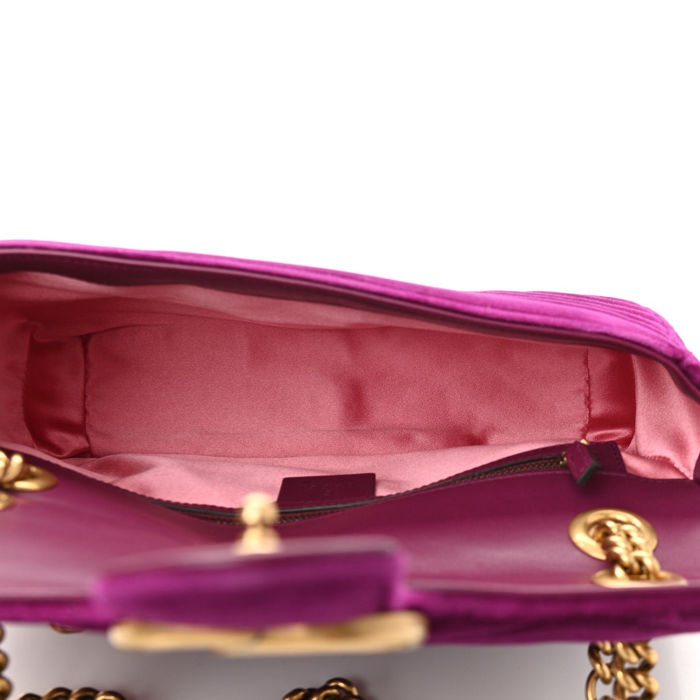 Velvet Matelasse Small GG Marmont Shoulder Bag Fuchsia Violet Cyclamen