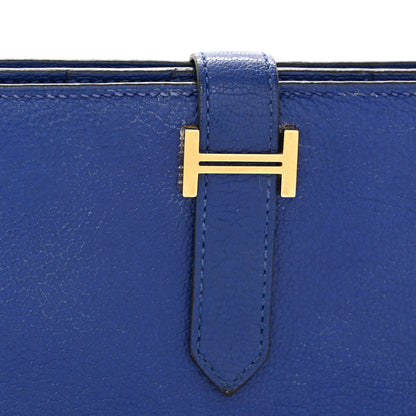 Hermes Chevre Mysore Bearn Gusset Wallet Bleu Electrique 8 of 13