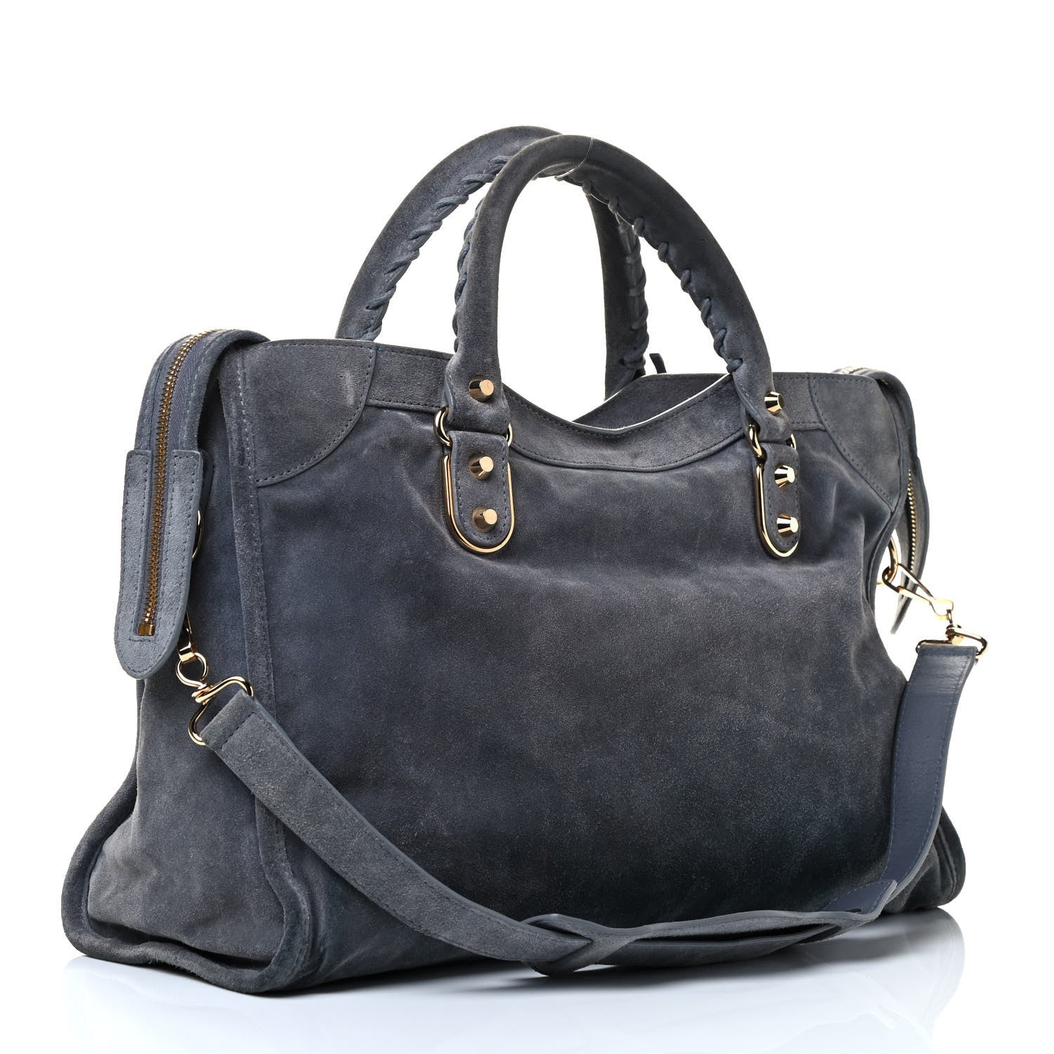 Balenciaga Baby Daim Suede Gold Metallic Edge Hardware City Gris Plomb 2 of 5