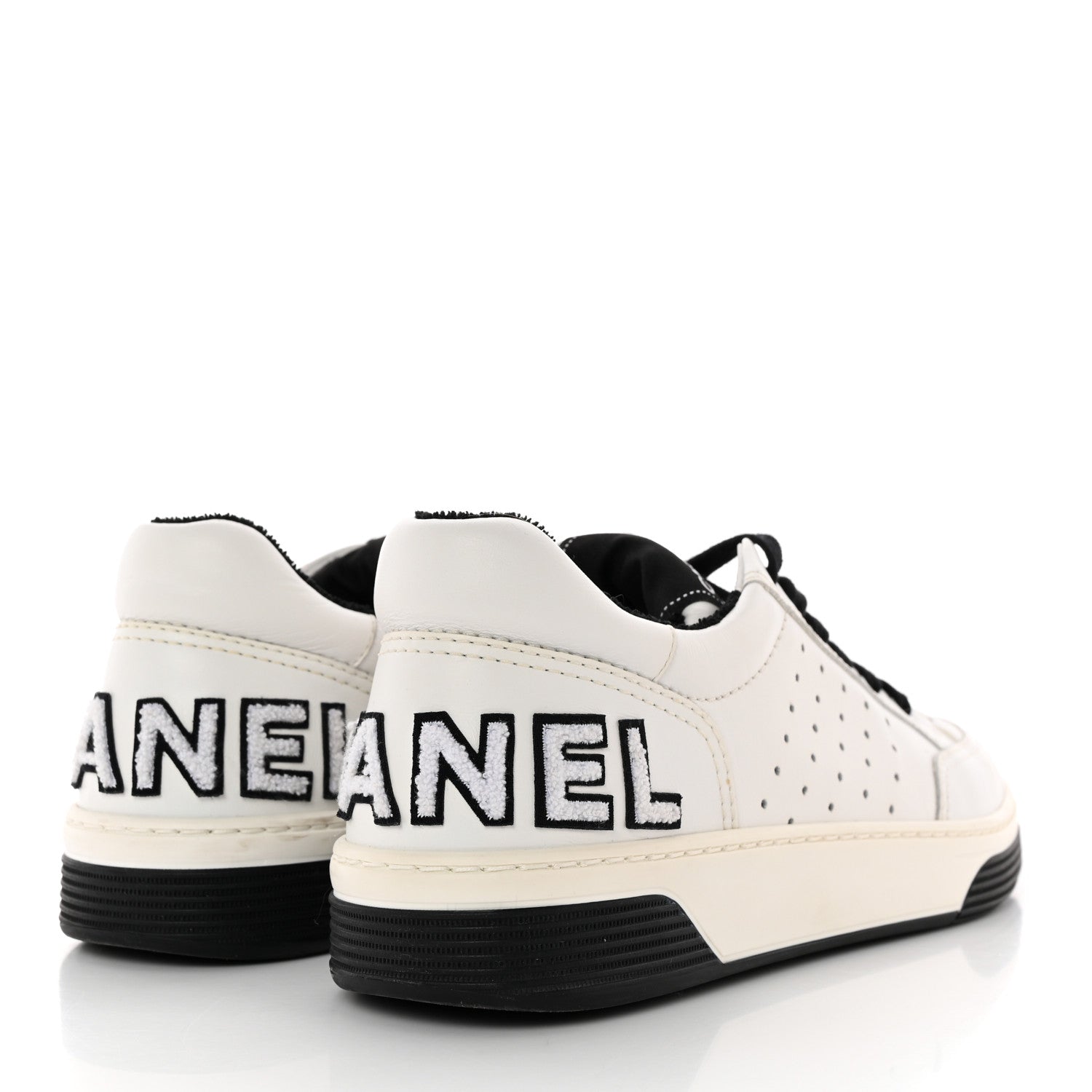 Chanel Calfskin Womens Logo Sneakers 39 Black White 4 of 11
