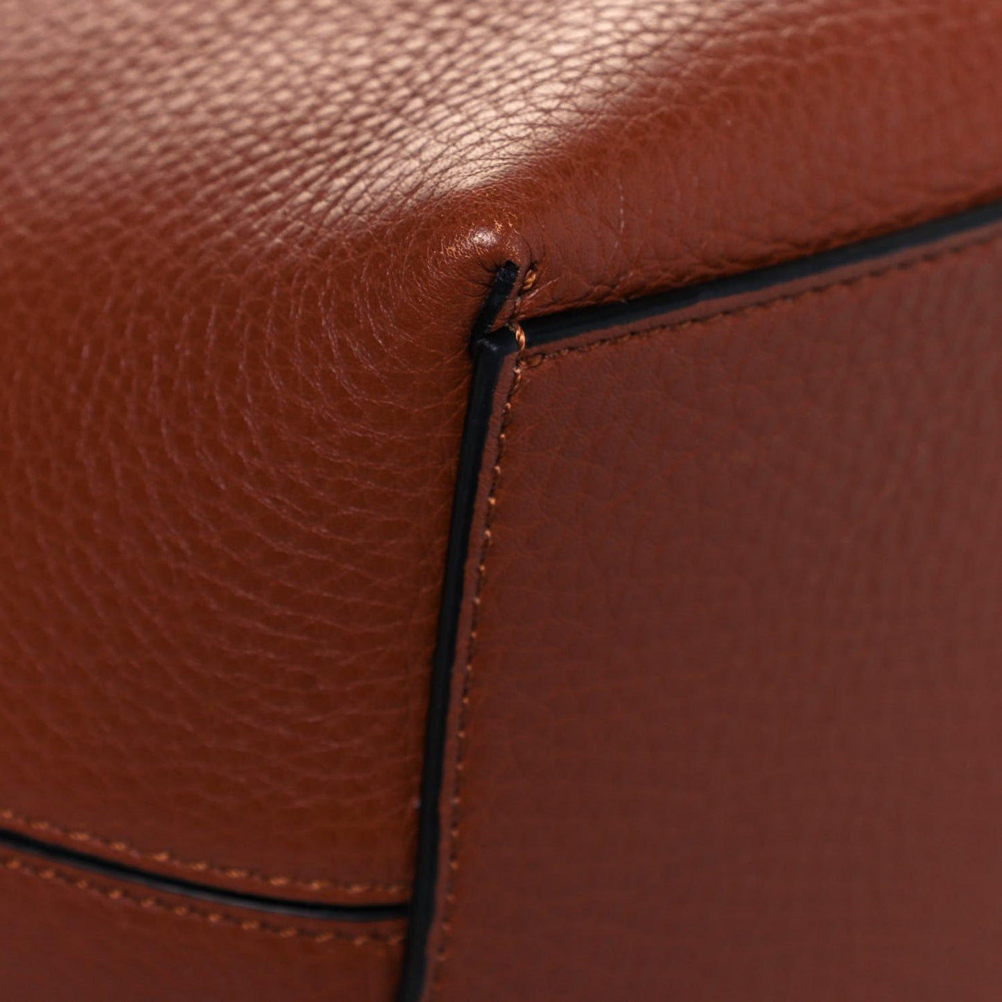 Grained Calfskin Rockstud Shoulder Tote Bright Cognac