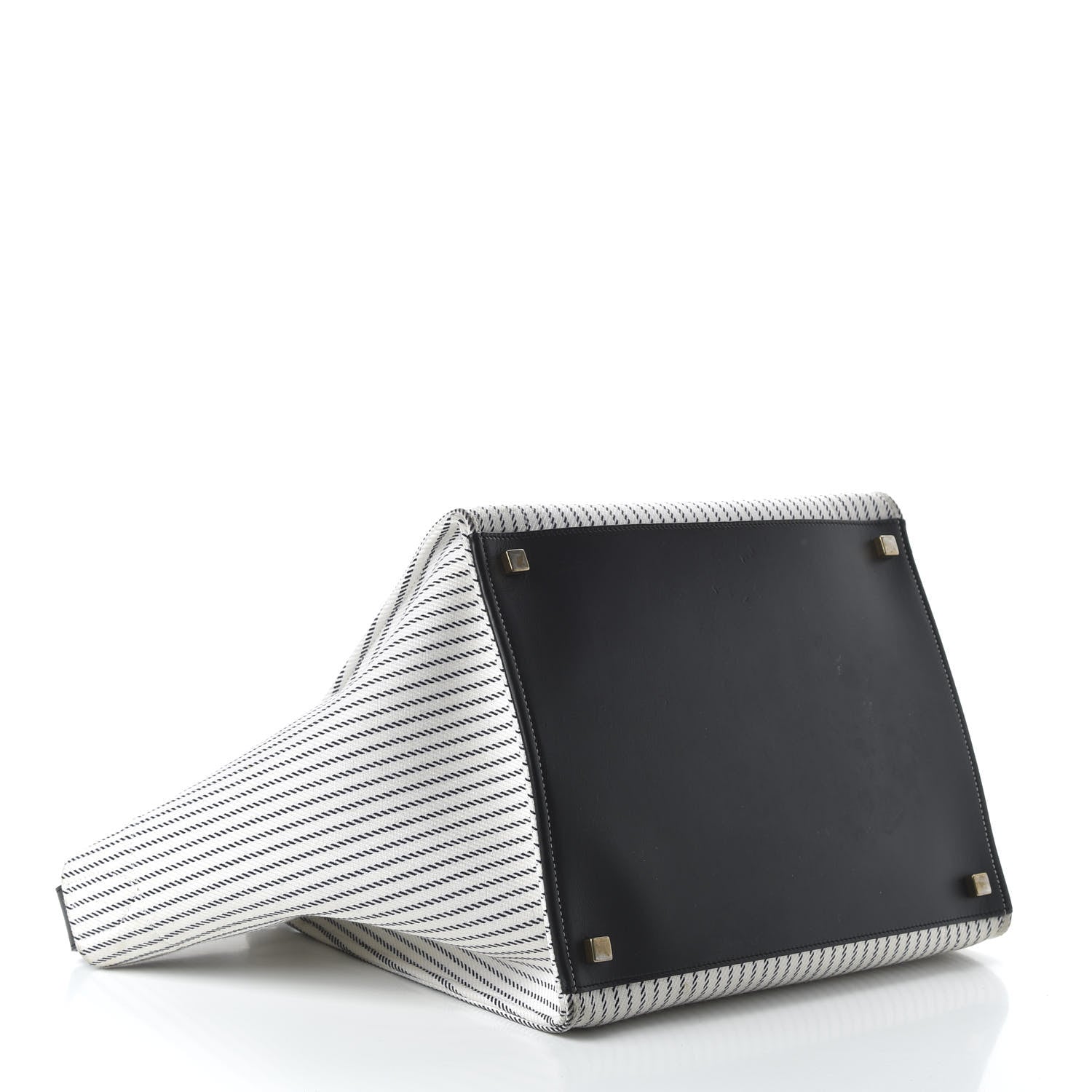 Celine Cotton Canvas Striped Medium Phantom Luggage White Navy 4 of 10