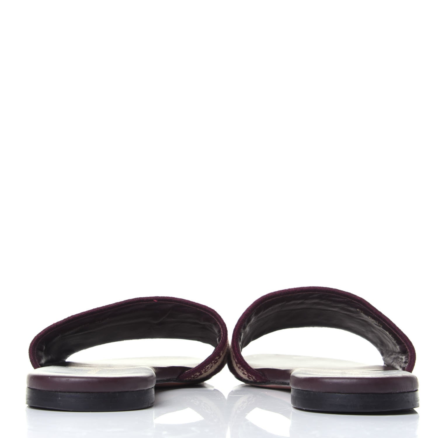 Christian Dior Canvas Embroidered Dway Mules Slide Sandals 37.5 Burgundy 6 of 10