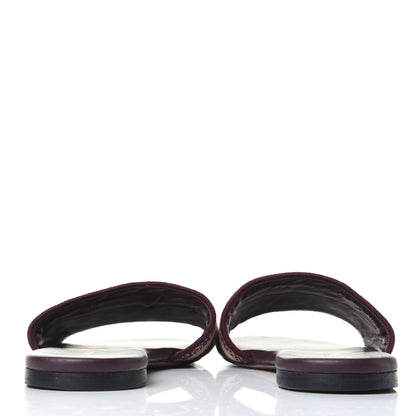 Christian Dior Canvas Embroidered Dway Mules Slide Sandals 37.5 Burgundy 6 of 10