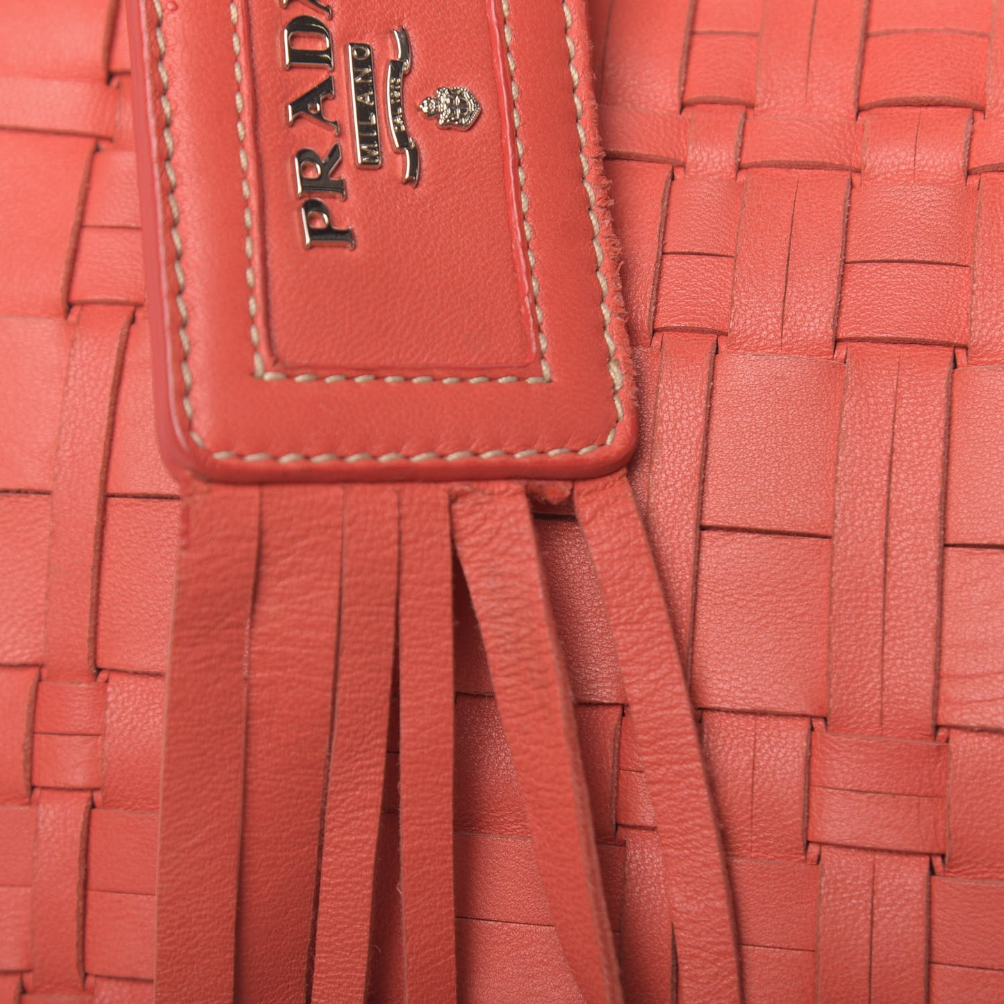 Nappa Woven Tote Corallo