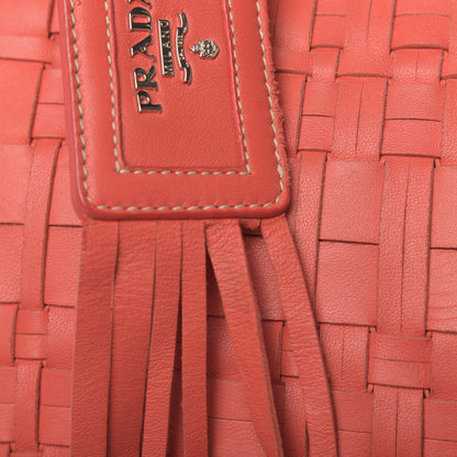 Prada Nappa Woven Tote Corallo 11 of 17