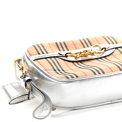 Burberry Metallic Smooth Calfskin 1983 Knight Check Link Bum Bag Silver 8 of 10