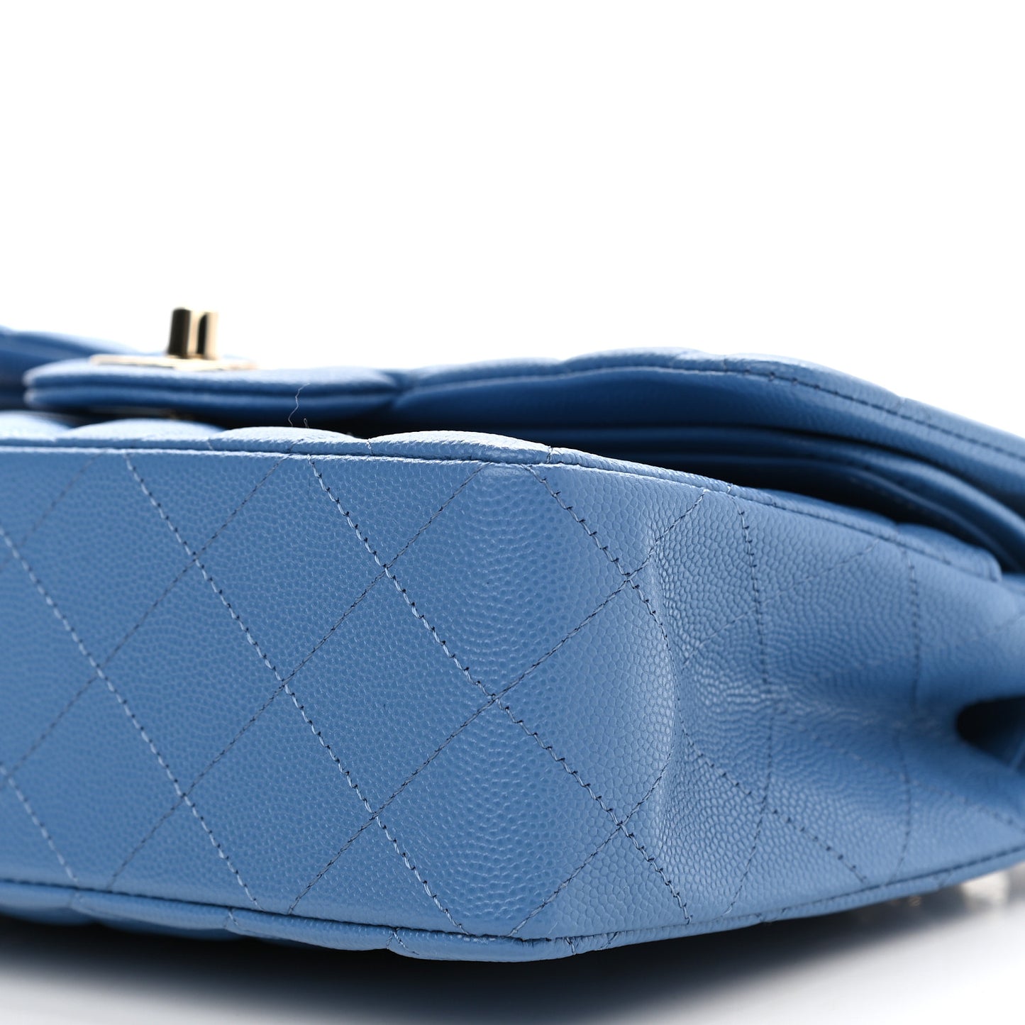 Caviar Quilted Small Double Flap Blue