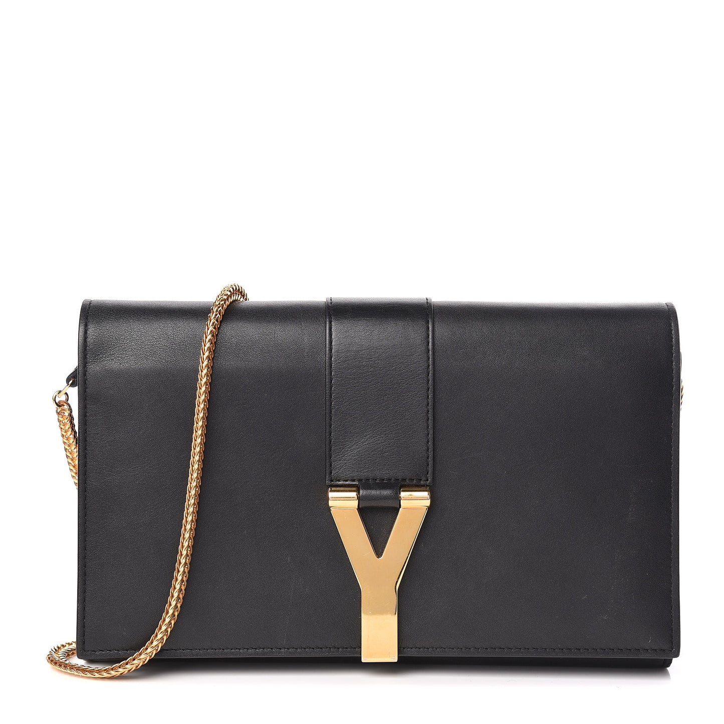 Calfskin Classic Y Ligne Chain Wallet Black