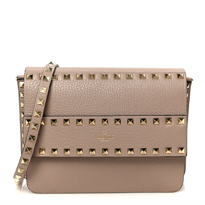 Valentino Garavani Pebbled Calfskin Rockstud Side Slip Crossbody  Poudre 1 of 9