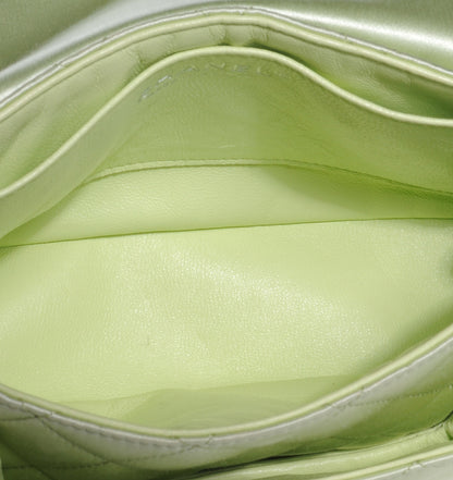 Chanel Satin Quilted Medium Flap Mint Green 7 of 9