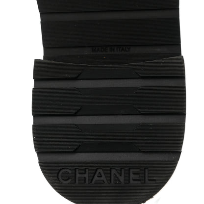 Chanel Shiny Goatskin Calfskin Quilted Lace Up Combat Boots 38 Black 6 of 10