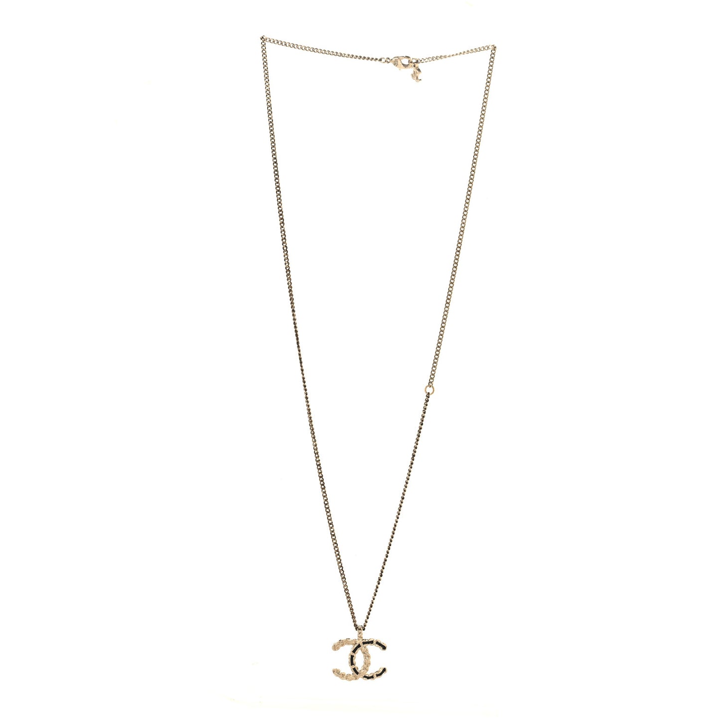 Enamel Metal Chain French New Wave CC Necklace Black Gold