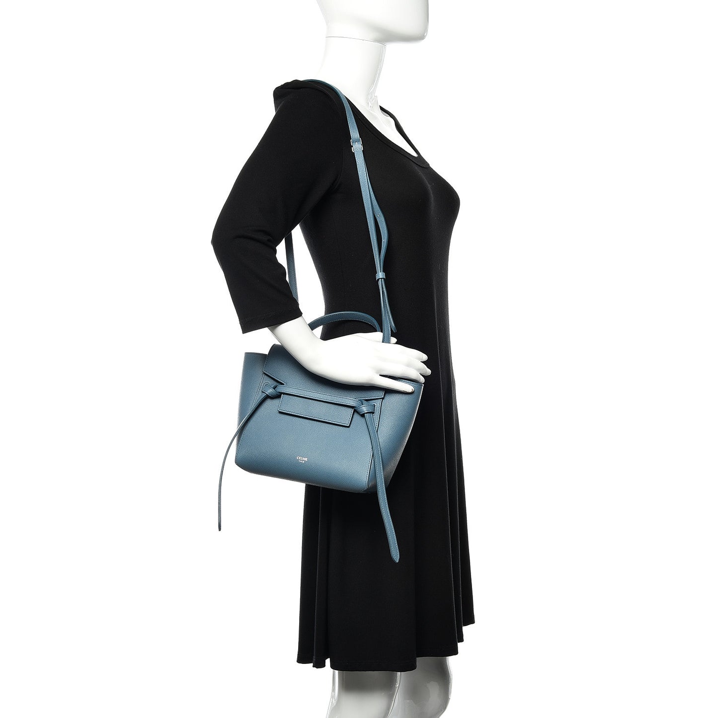 Grained Calfskin Nano Belt Bag Slate Blue