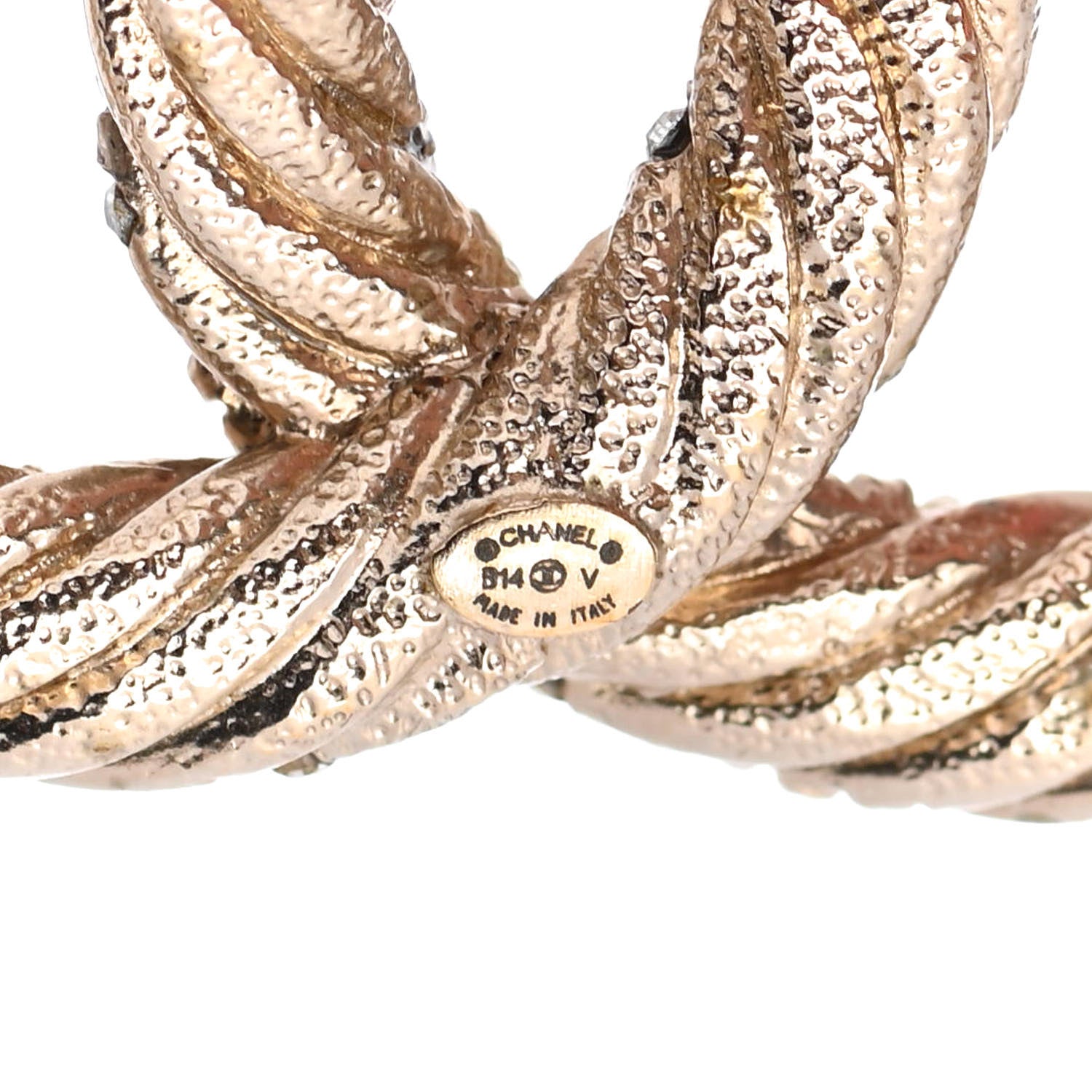 Chanel Crystal Twisted CC Brooch Light Gold 3 of 4