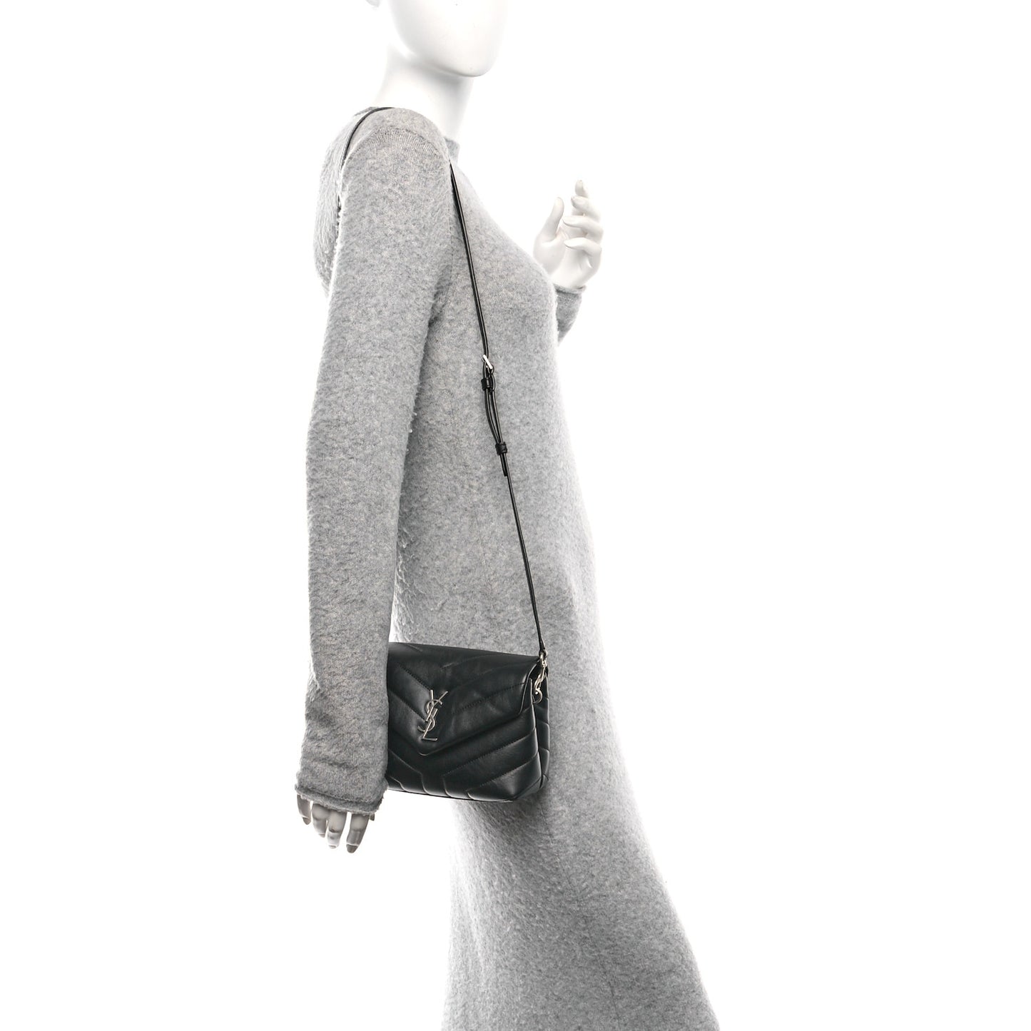 Calfskin Y Quilted Monogram Toy Loulou Crossbody Bag Black