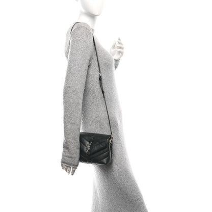 Saint Laurent Calfskin Y Quilted Monogram Toy Loulou Crossbody Bag Black 2 of 10