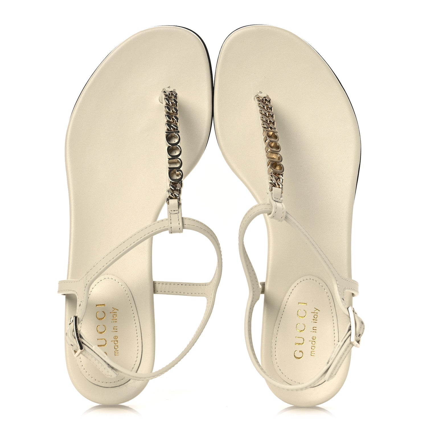 Gucci Sierra Calfskin Signoria Thong Sandals 37 New Ivoire 2 of 10