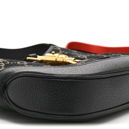 Gucci Jacquard Denim GG Monogram Small Jackie 1961 Hobo Black Ivory 10 of 11