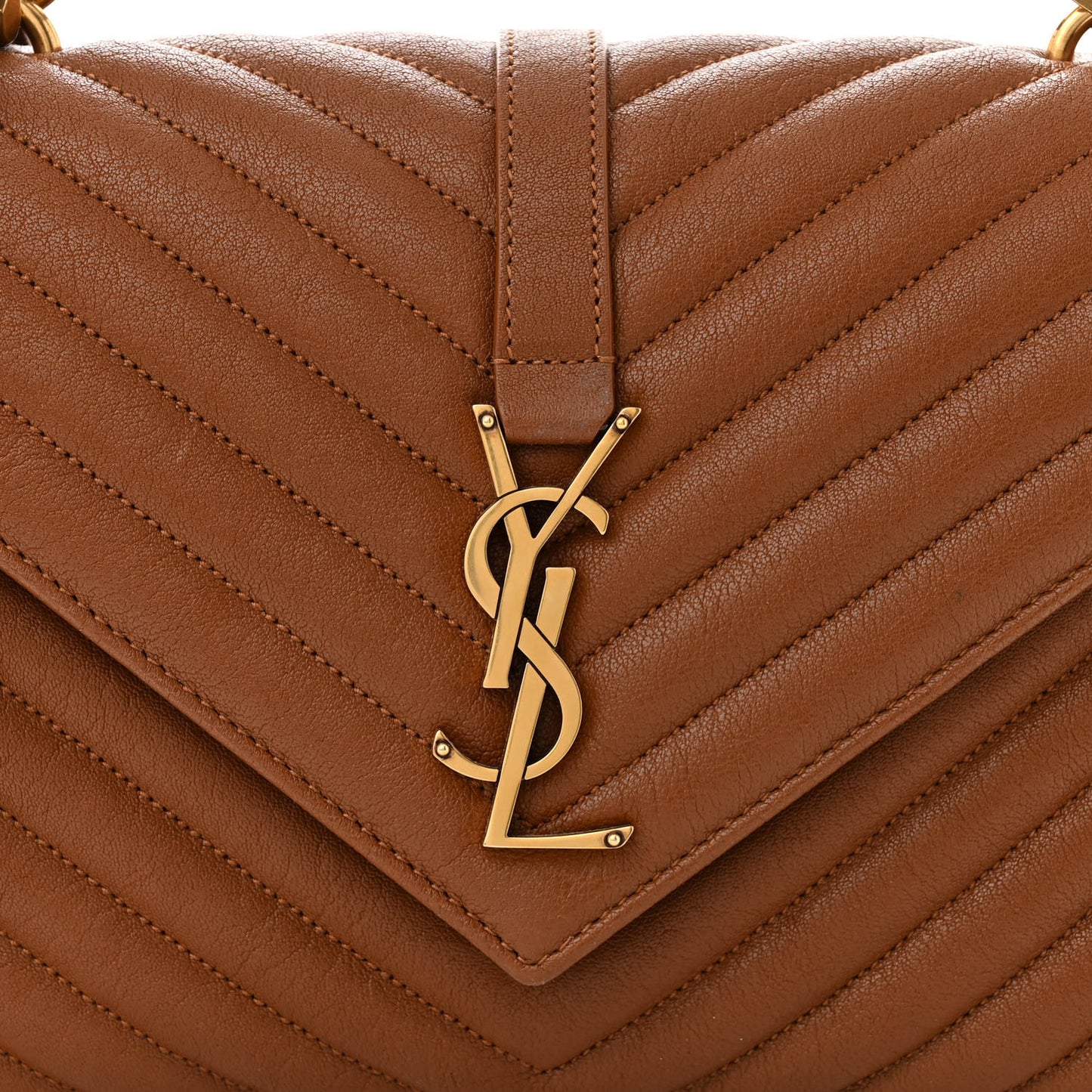 Sheepskin Matelasse Chevron Monogram Medium College Bag Brick