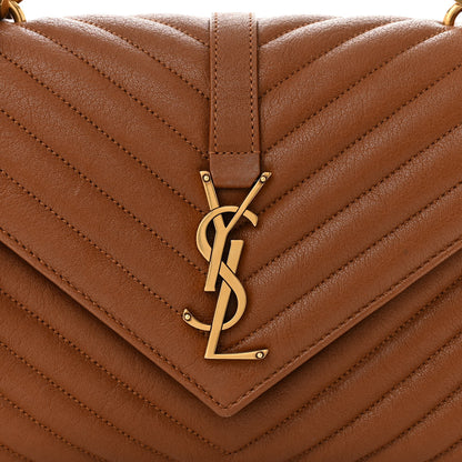 Saint Laurent Sheepskin Matelasse Chevron Monogram Medium College Bag Brick 8 of 10
