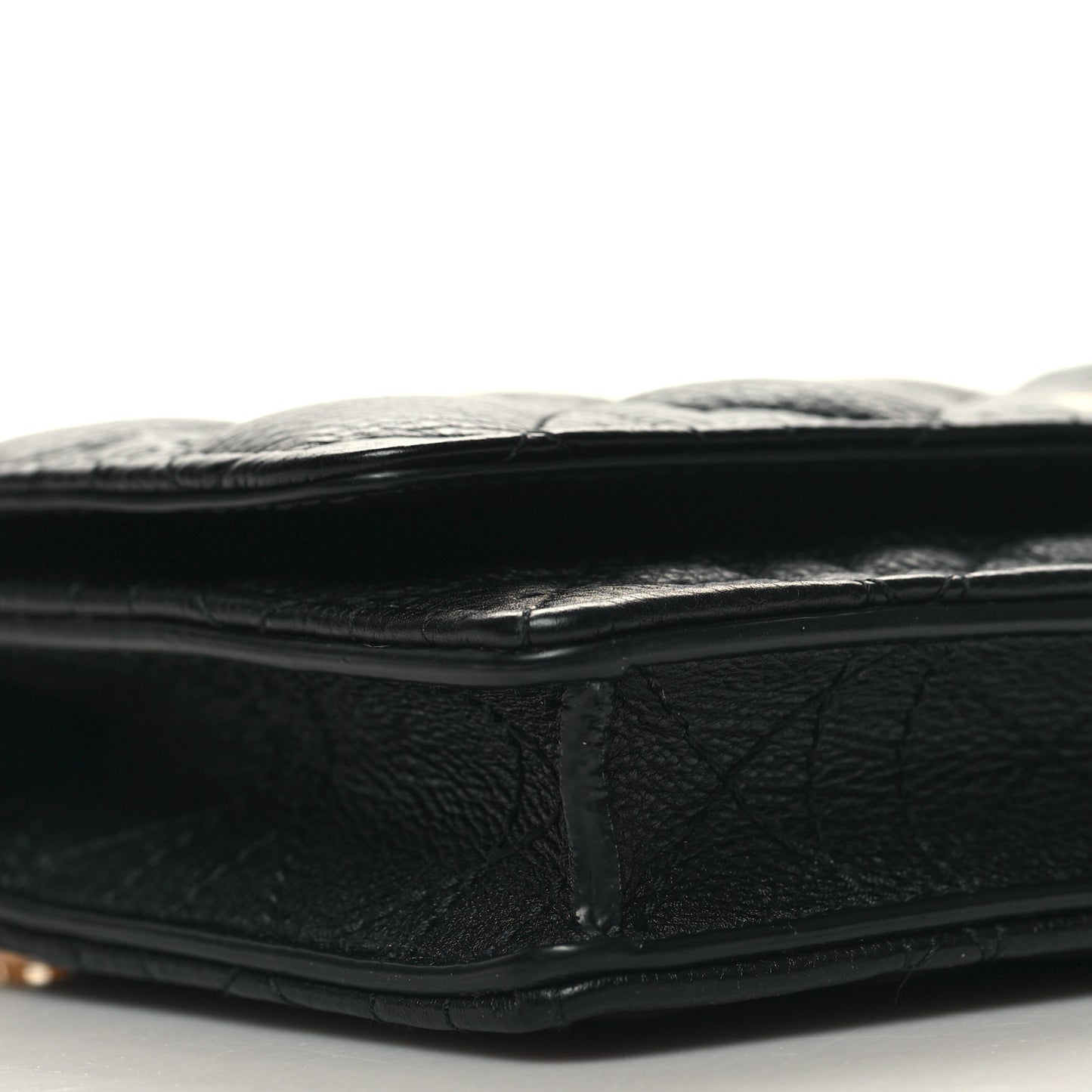 Supple Calfskin Caro Pouch with Chain Black