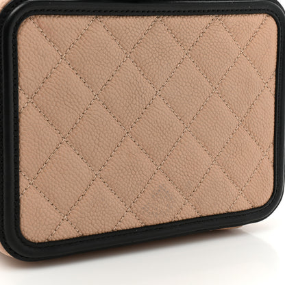 Chanel Caviar Quilted Small CC Filigree Vanity Case Beige Black 13 of 14