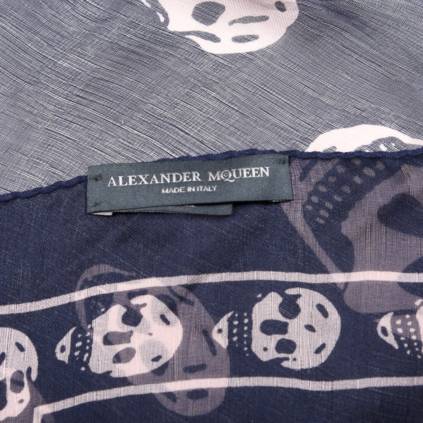 Silk Chiffon Skull Scarf Navy Pink