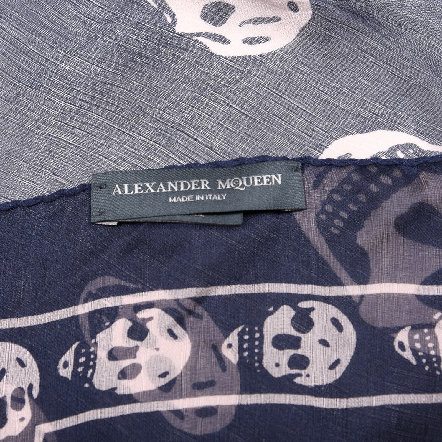 Alexander McQueen Silk Chiffon Skull Scarf Navy Pink 3 of 3