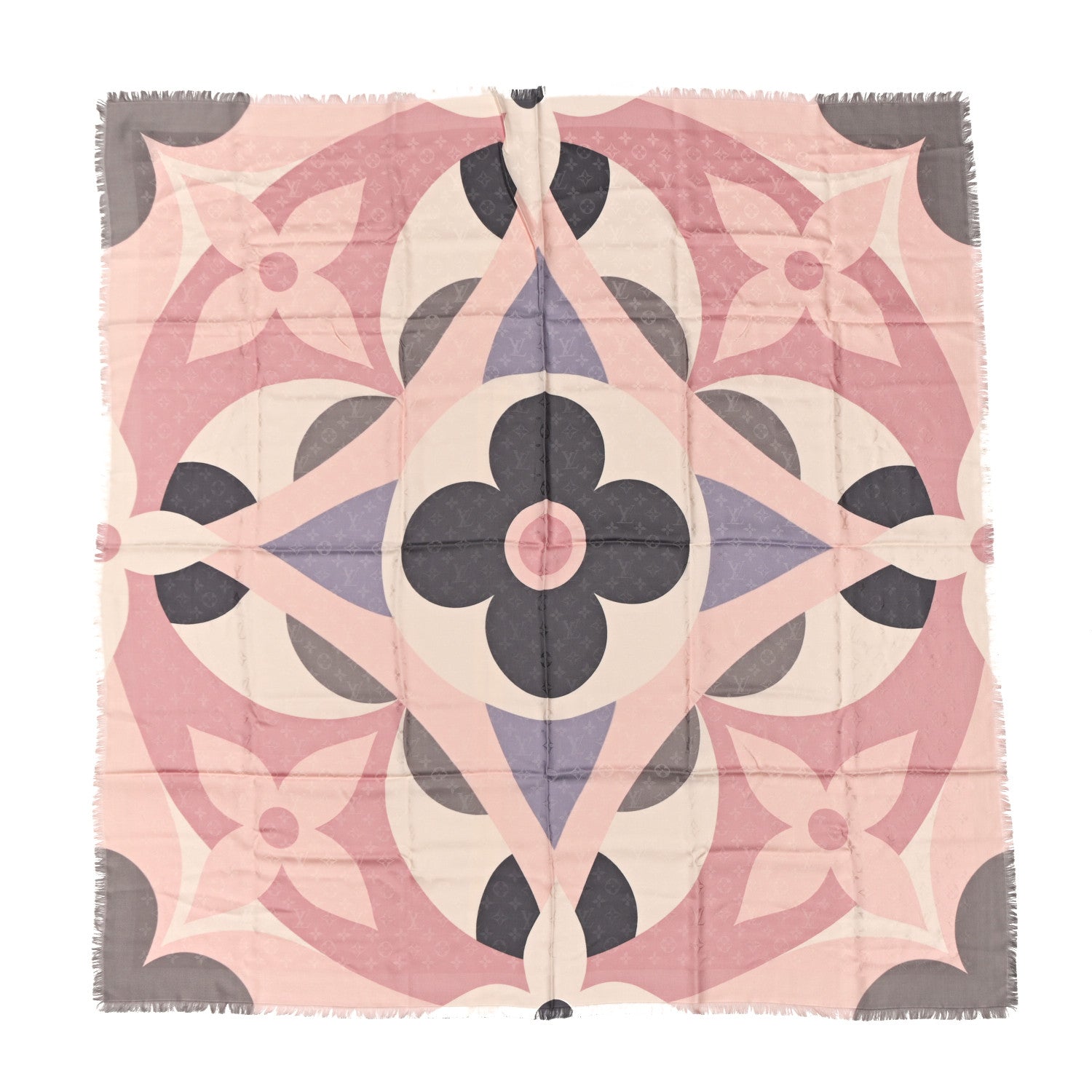 Louis Vuitton Silk Wool Monogram Kaleidogram Shawl Pink 1 of 3