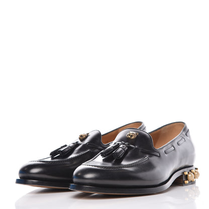 Gucci Calfskin Pearl Embellished Tasseled Mens Sagan Loafers 10 Black 3 of 13