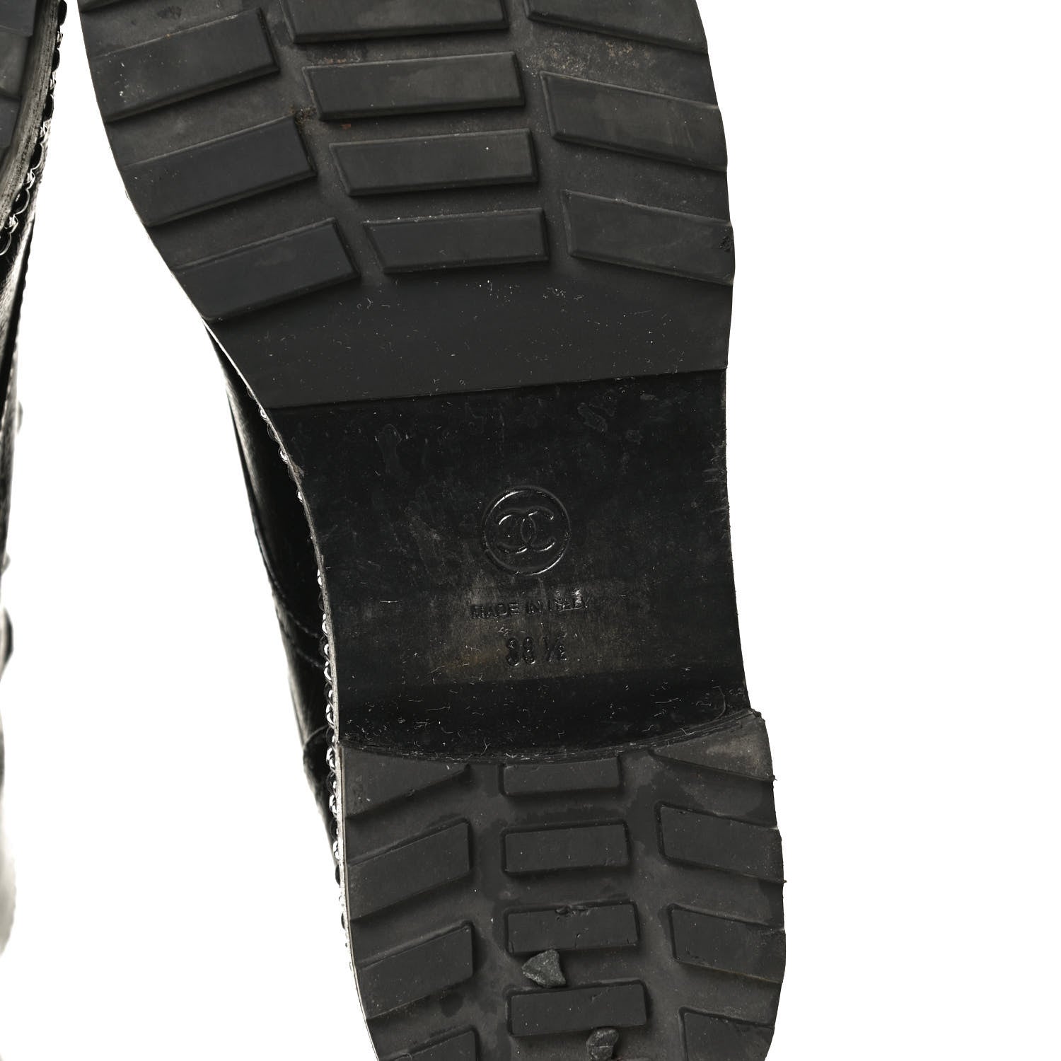 Chanel Crackled Calfskin Velvet Pearl Combat Short Boots 38.5 Black 7 of 8