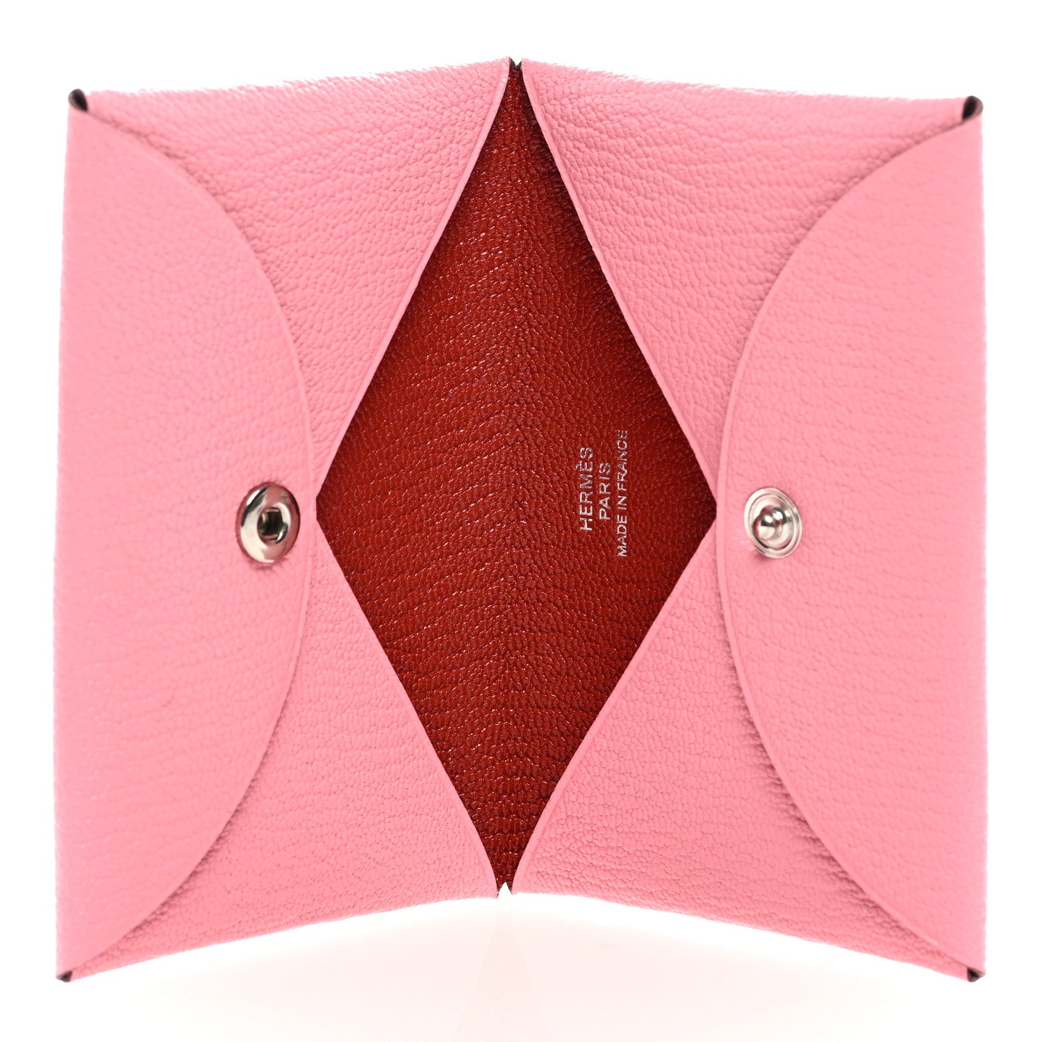 Hermes Chevre Chandra Verso Calvi Card Case Rose Confetti Brique 5 of 6