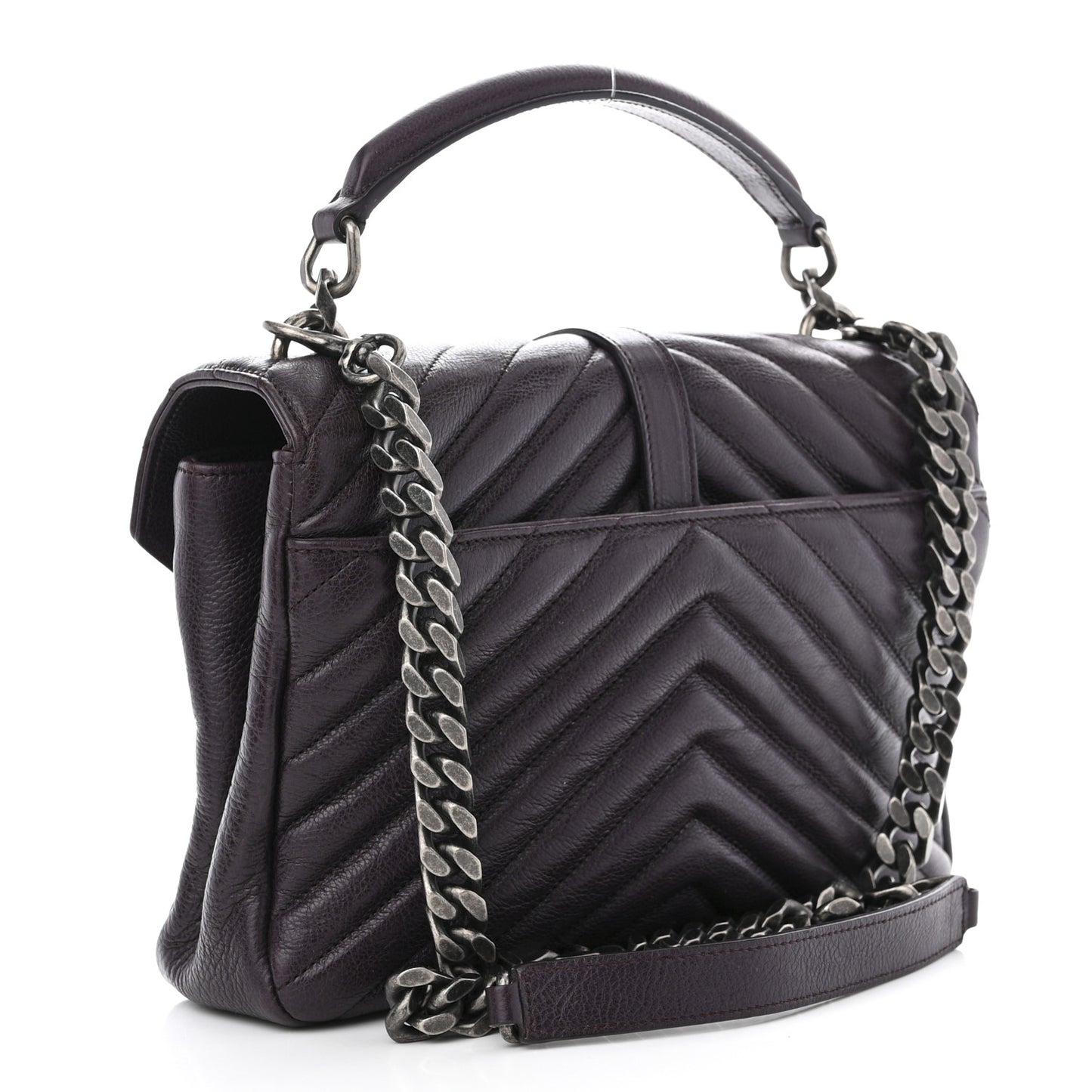 Sheepskin Matelasse Chevron Monogram Medium College Bag Amaranto