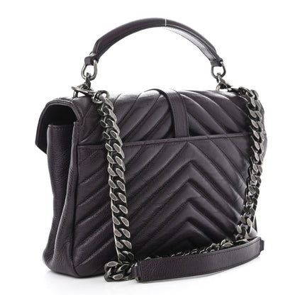 Saint Laurent Sheepskin Matelasse Chevron Monogram Medium College Bag Amaranto 3 of 12