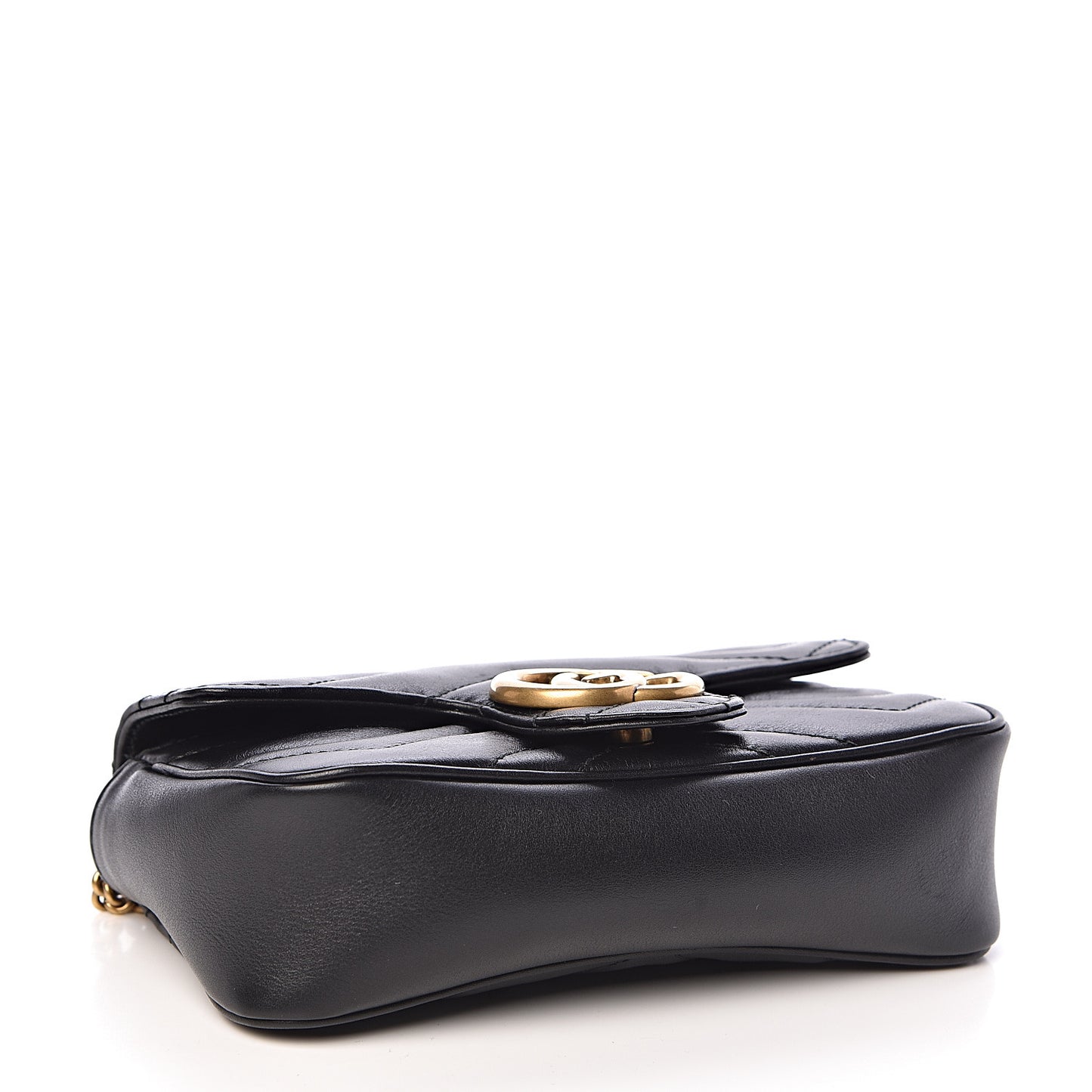 Calfskin Matelasse Super Mini GG Marmont Shoulder Bag Black