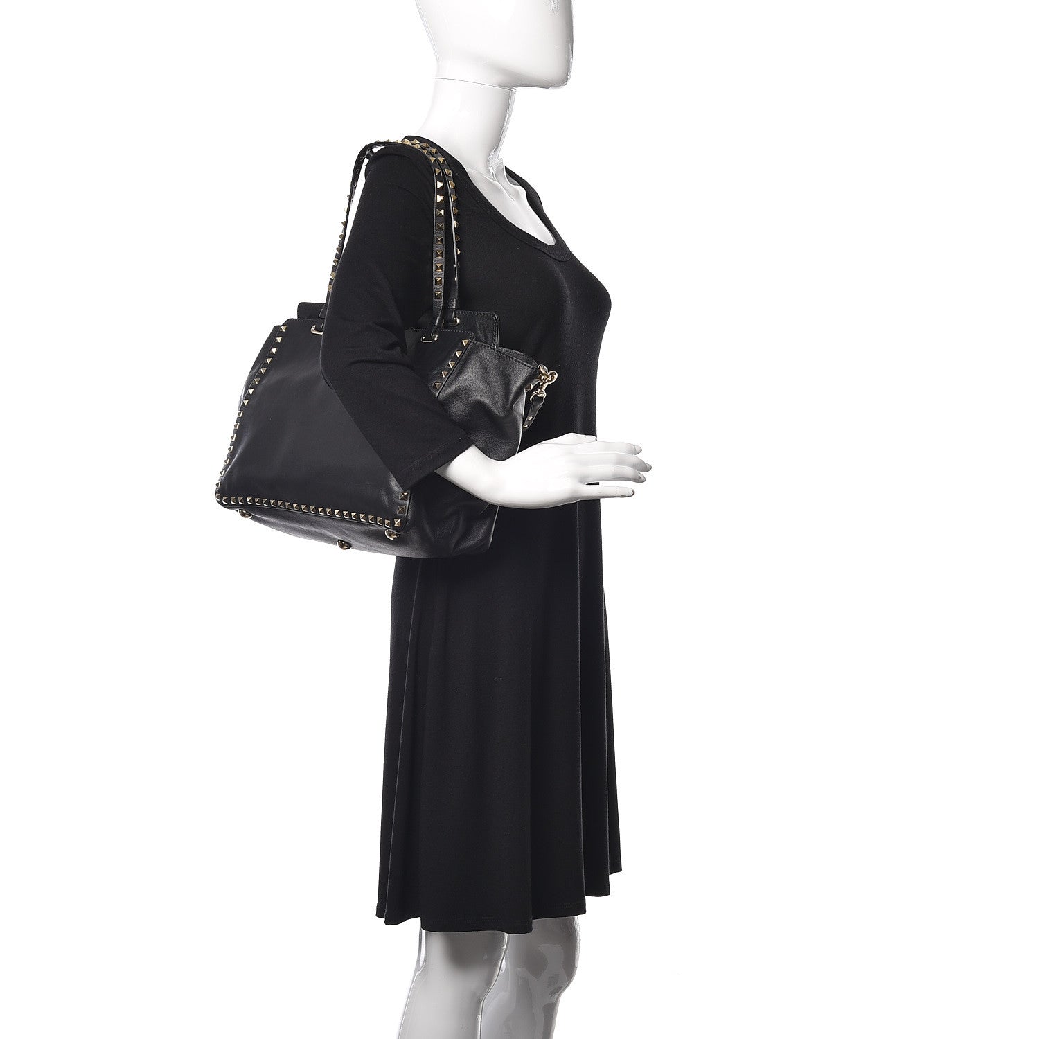Valentino Garavani Vitello Medium Rockstud Tote Black 2 of 12