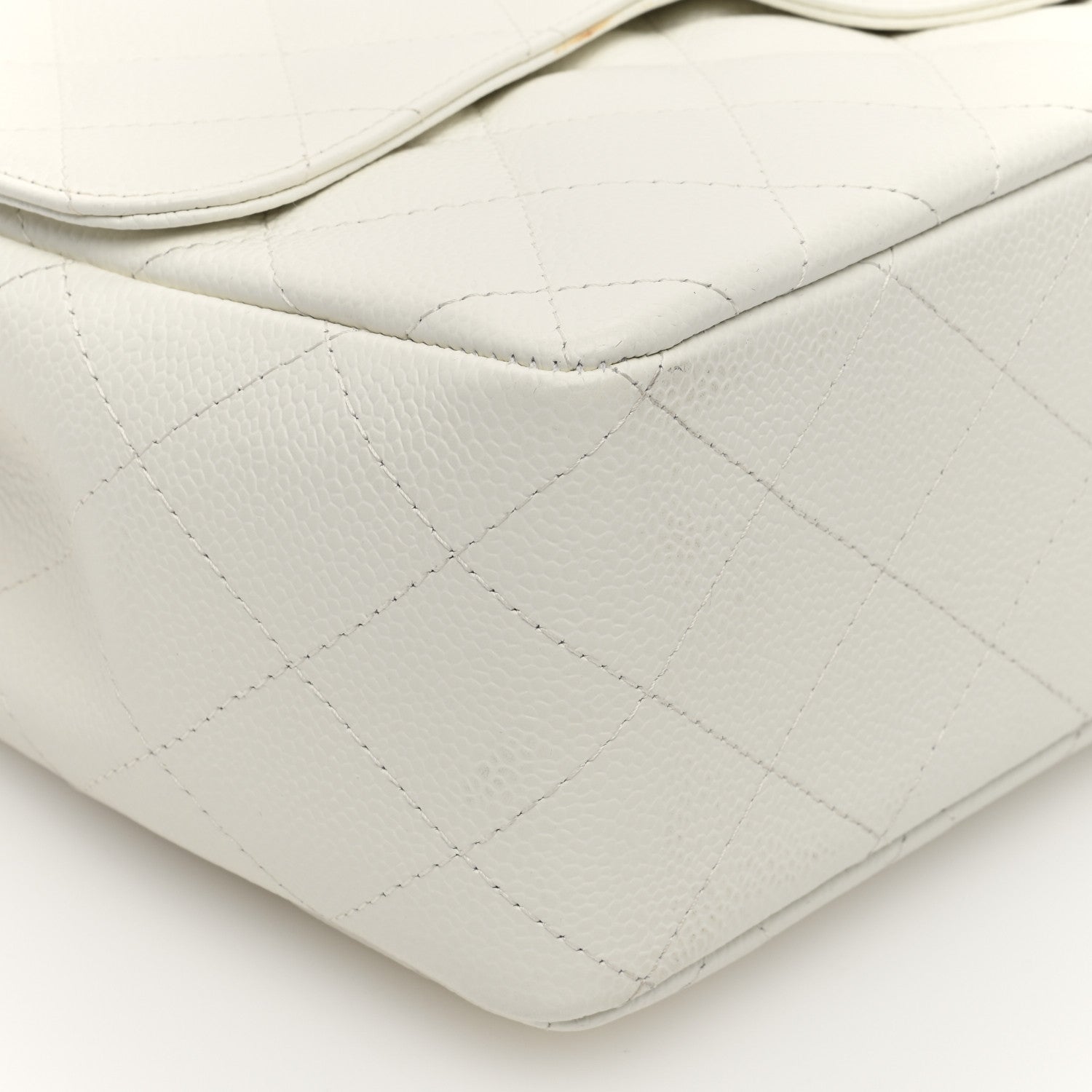 Chanel Caviar Quilted Jumbo Single Flap White 9 of 10