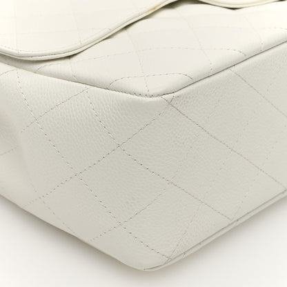 Chanel Caviar Quilted Jumbo Single Flap White 9 of 10