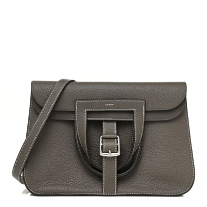 Hermes Taurillon Clemence Halzan 31 GM Etoupe 1 of 10