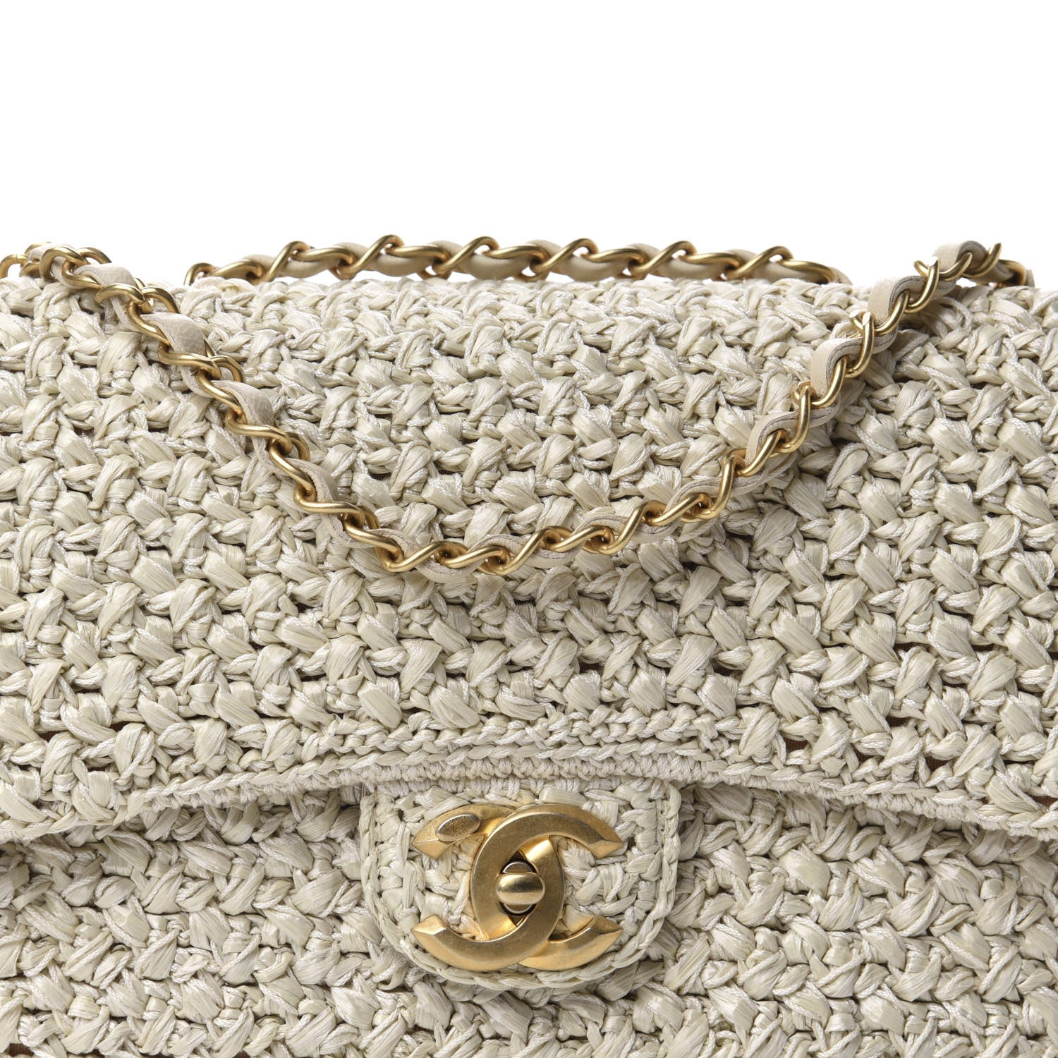 Chanel Raffia Crochet Medium Flap Bag Beige 10 of 10