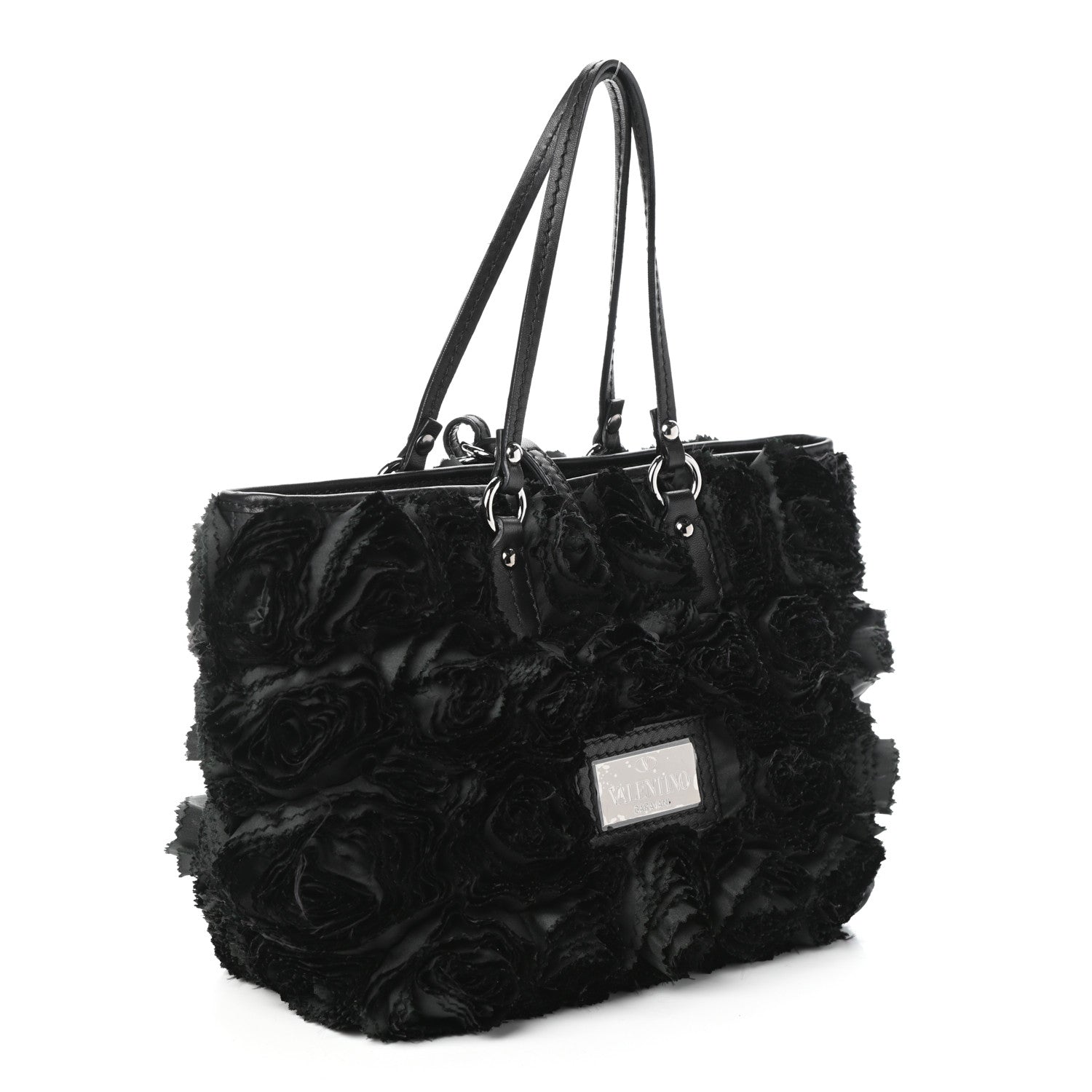 Valentino Garavani Nappa Floral Applique Tote Bag Black 3 of 9