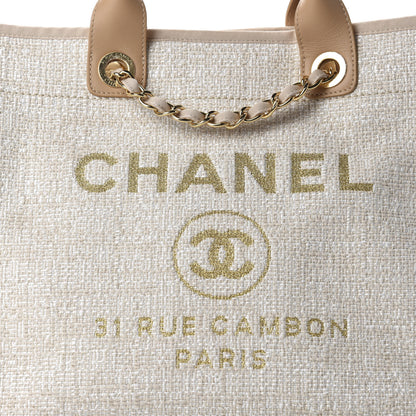 Chanel Mixed Fibers Calfskin Medium Deauville Tote Light Beige 11 of 12