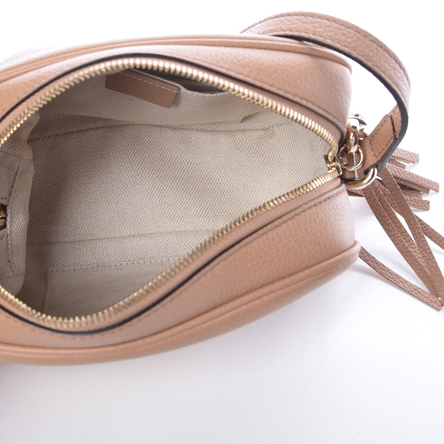 Pebbled Calfskin Small Soho Disco Bag Camelia