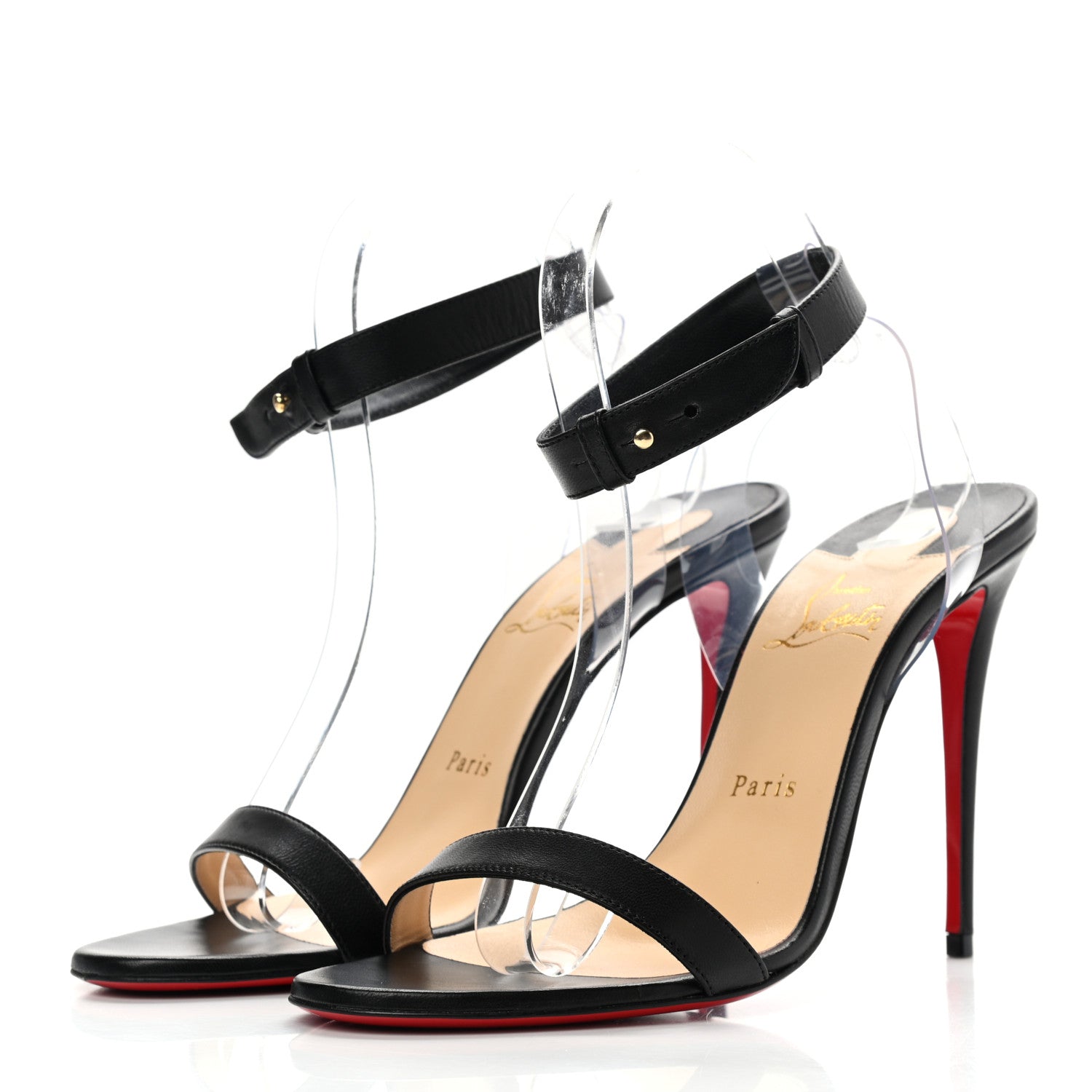 Christian Louboutin Shiny Nappa PVC Jonatina 100 Sandals 39 Black 3 of 8