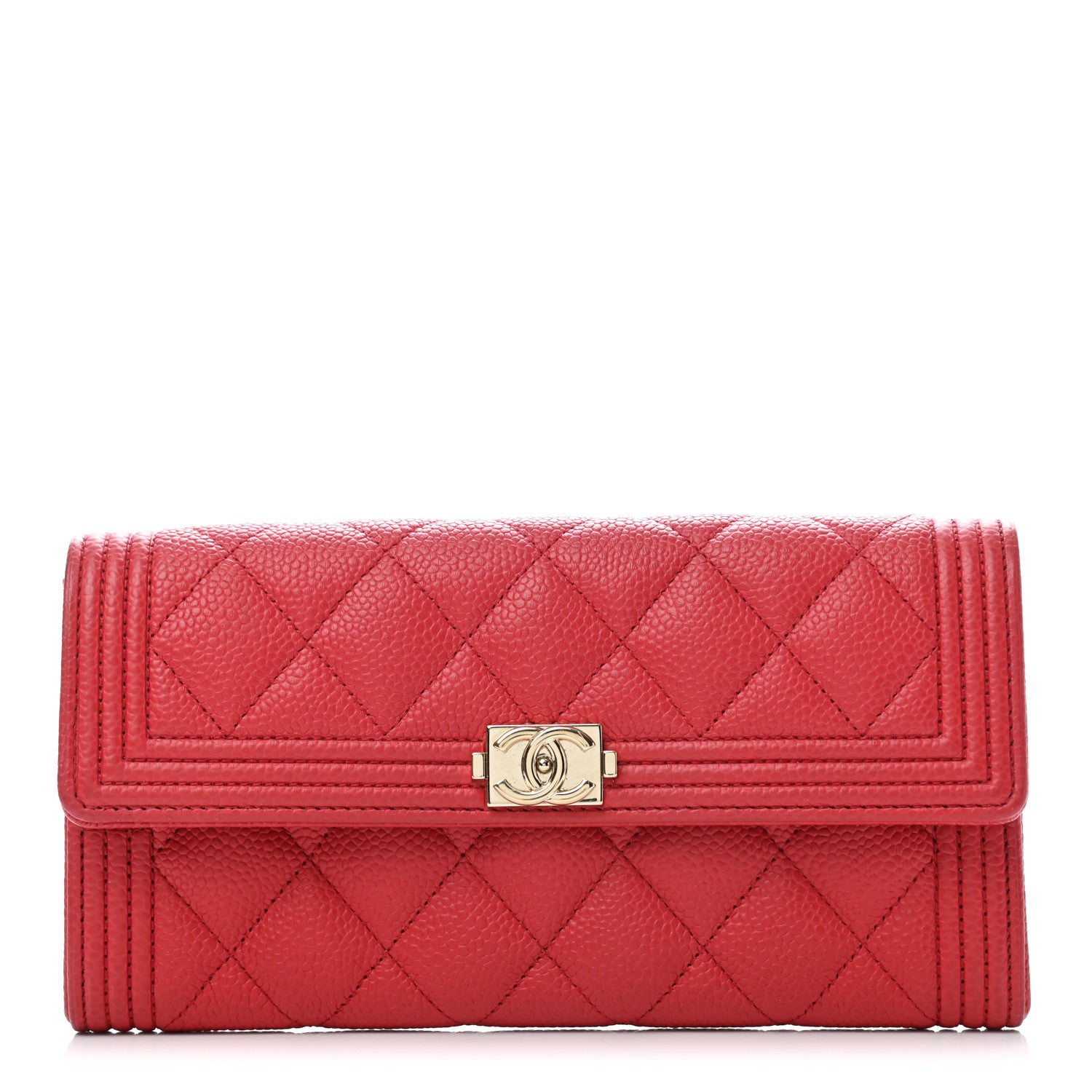 Chanel Caviar Quilted Boy Flap Wallet Red 2 of 16