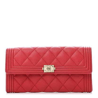 Chanel Caviar Quilted Boy Flap Wallet Red 2 of 16