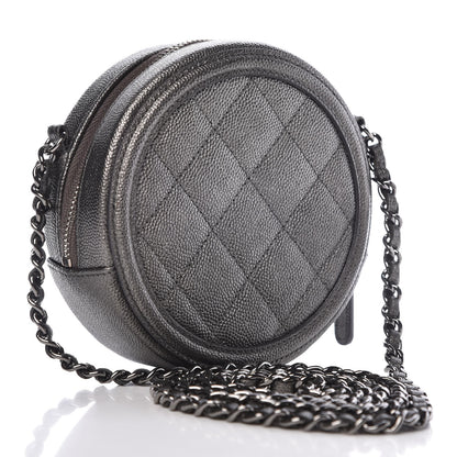 Chanel Metallic Caviar Quilted Round Filigree Crossbody Dark Silver 3 of 7