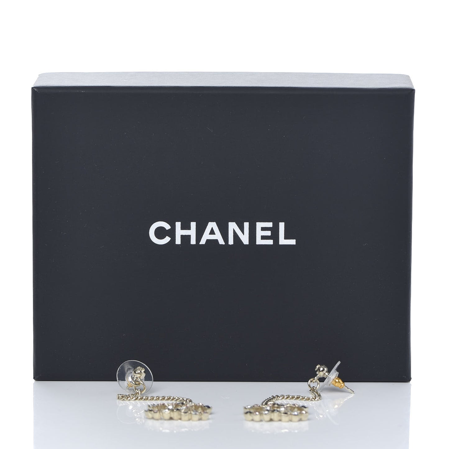 Crystal CC Drop Earrings Pink Grey Gold